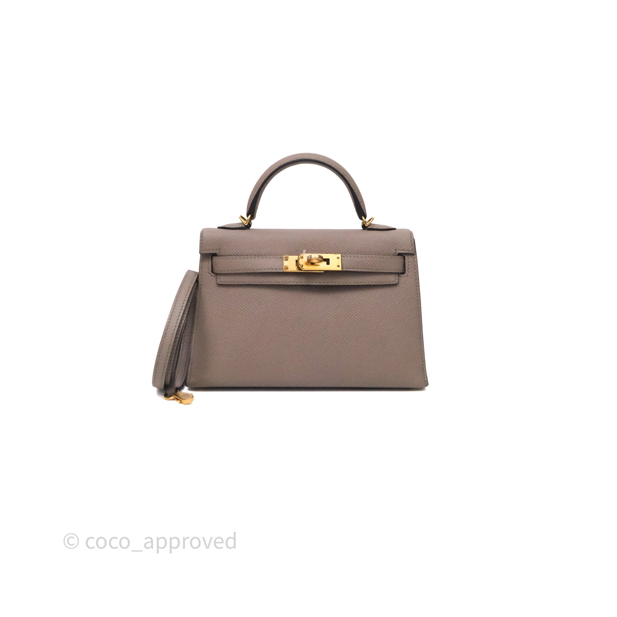 Hermès Mini Kelly II Gris Asphalte M8 Epsom Gold Hardware