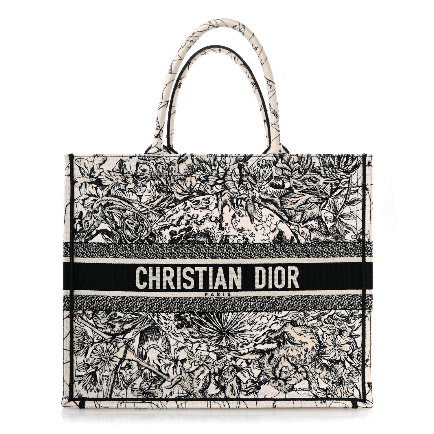 Christian Dior Canvas Embroidered Zodiac Book Tote Latte Multicolor