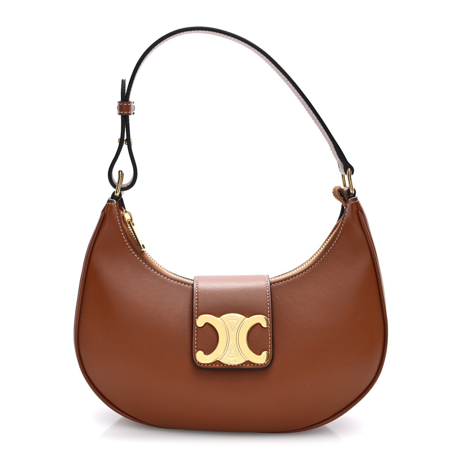 Celine Smooth Calfskin Medium Strap Ava Triomphe Shoulder Bag Tan