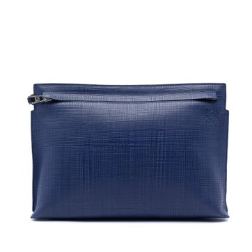Calf Leather Large Linen Embossed Calfskin Anagram T Pouch