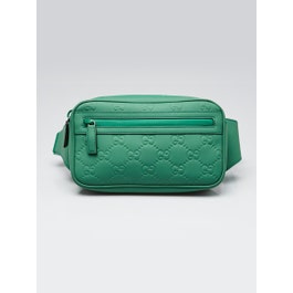 Gucci Green Rubber Effect Leather Belt Bag