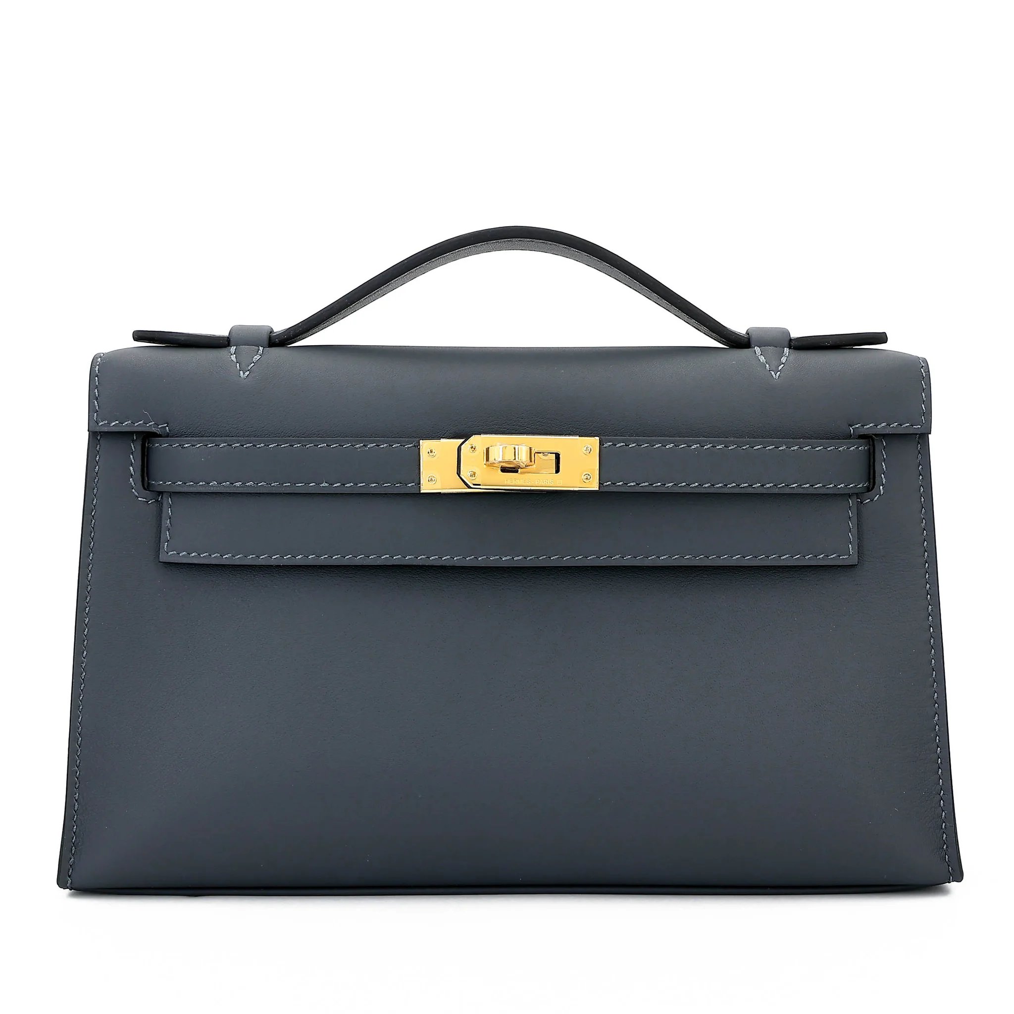 Brand New ( Rank N ) HERMÈS Kelly Pochette Gris misty (H0) Swift Gold hardware G (2026)