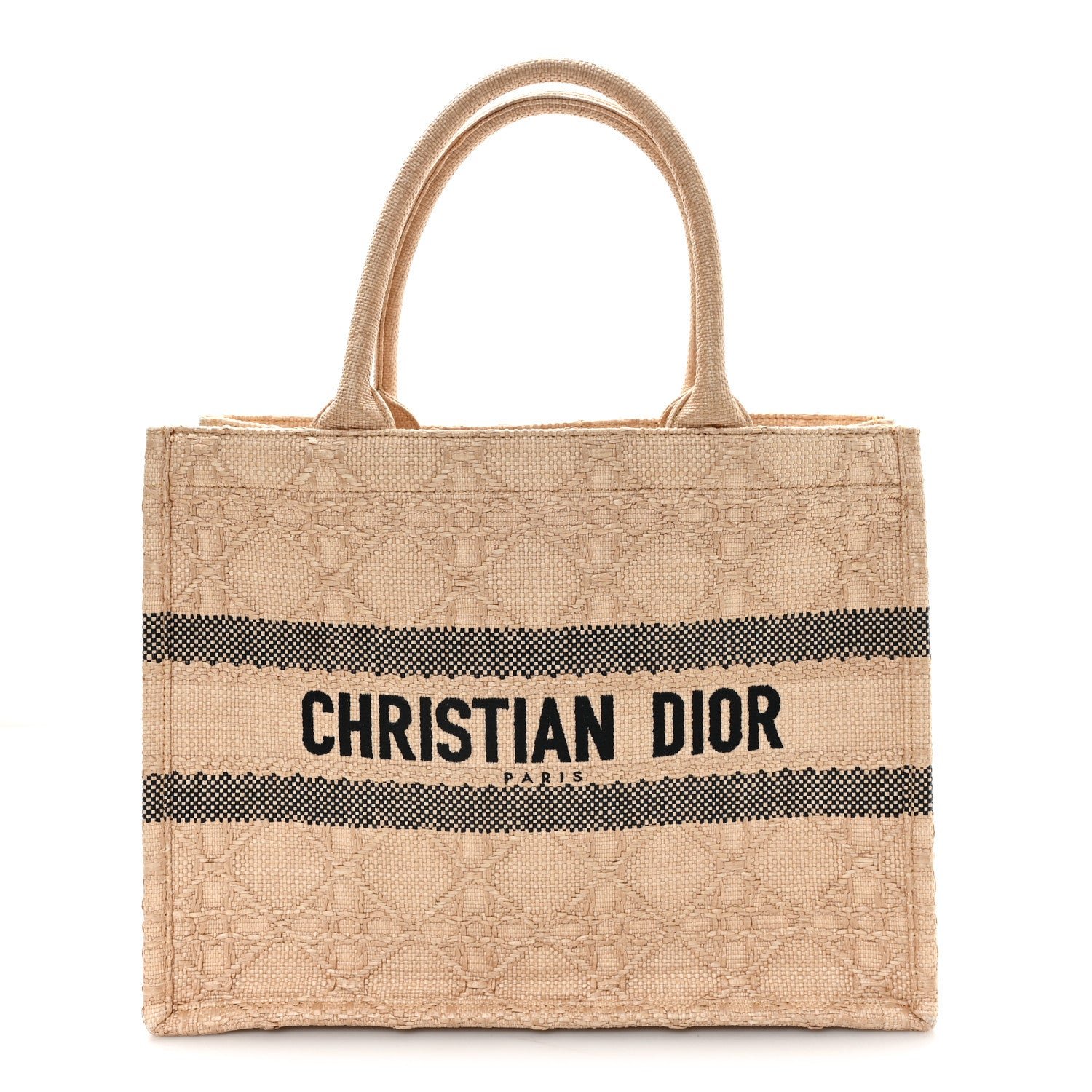 Christian Dior Raffia Cannage Medium Book Tote Natural