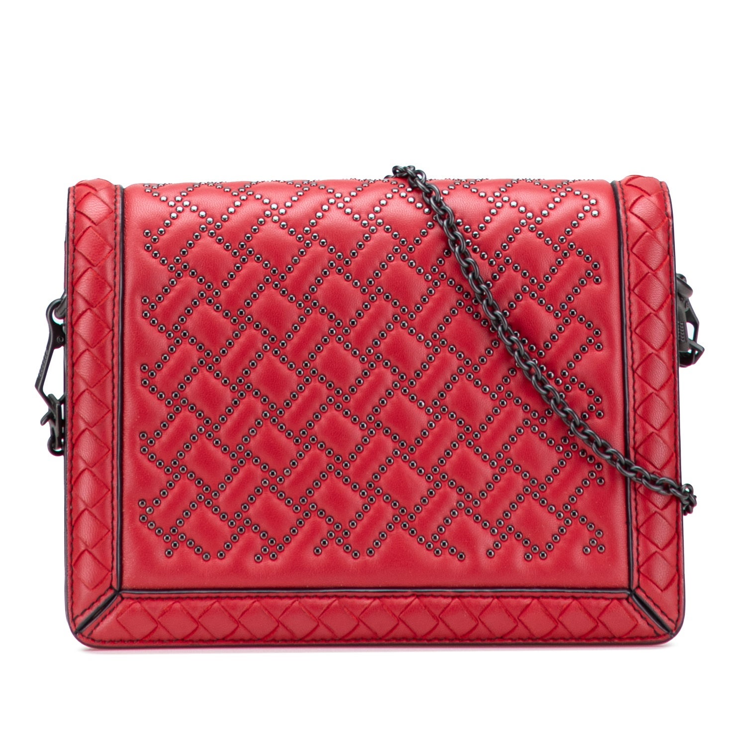 Bottega Veneta Leather Nappa Intrecciato Microstud Montebello Crossbody