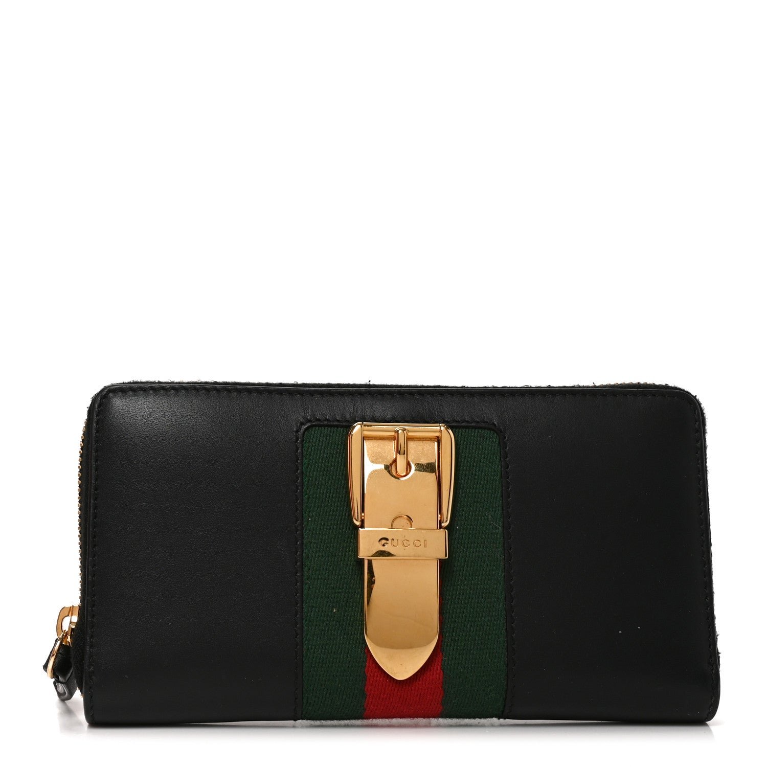 Gucci Calfskin Sylvie Zip Around Wallet Hibiscus Red