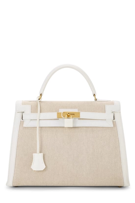 Hermes White Toile Kelly Sellier 32