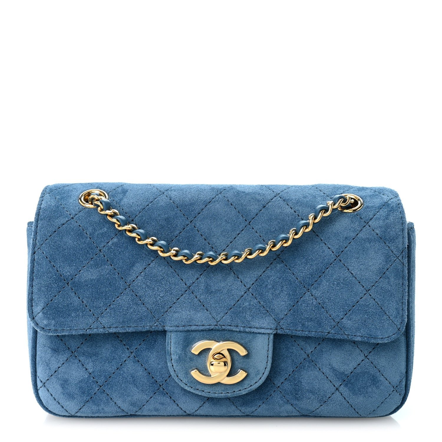 Chanel Suede Calfskin Mini Souplissimo Flap Blue