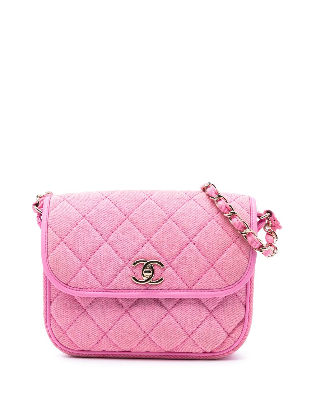 2021 Small CC Quilted Denim Messenger Flap crossbody bag