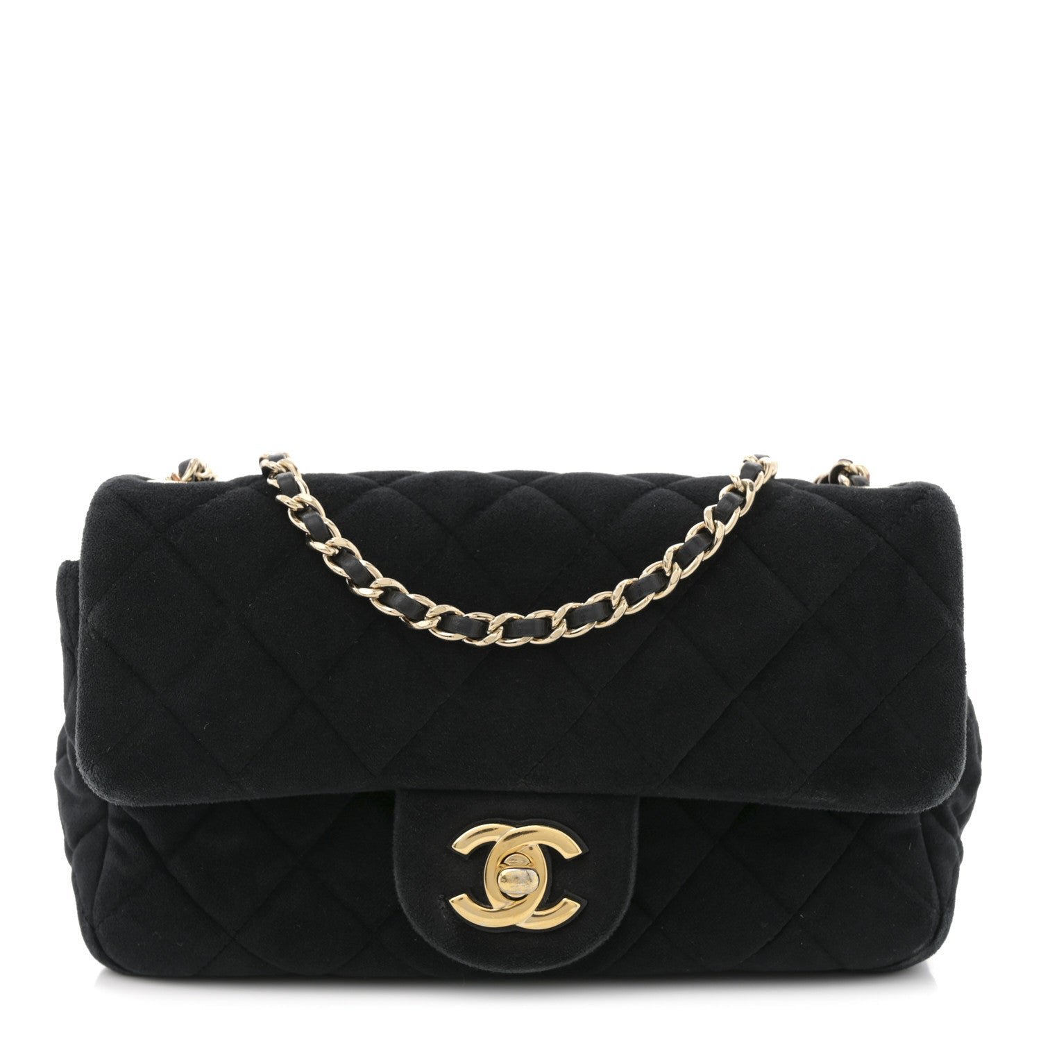 Chanel Velvet Quilted Mini Rectangular Pearl Crush Flap Black