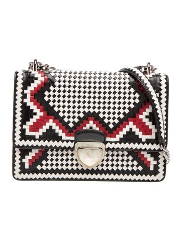 Madras Leather Madras Woven Leather Chain Bag