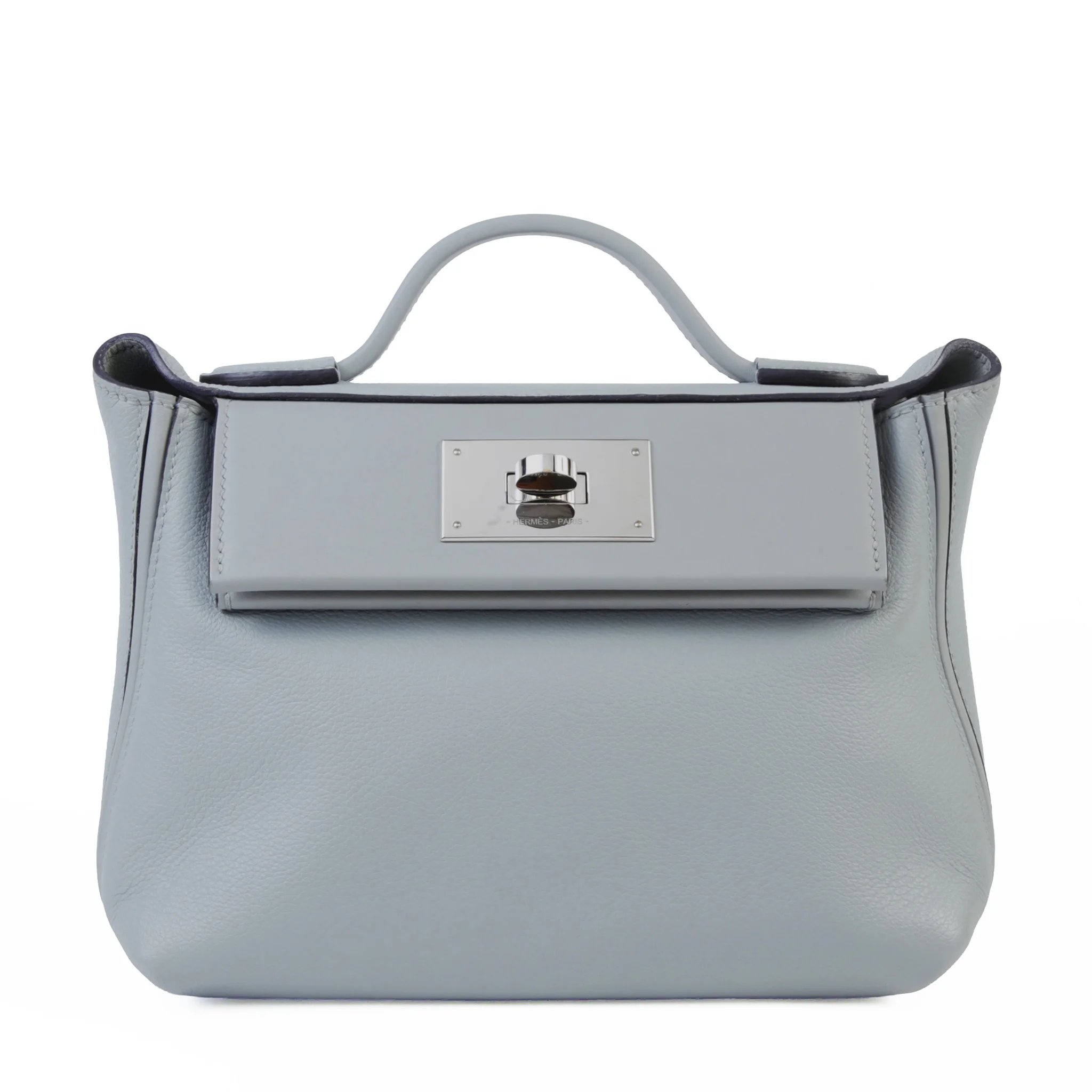 Very Good ( Rank A) HERMÈS 24/24 - 21 mini Bleu Glacier (8U) Evercolor Swift Palladium hardware W (2024)