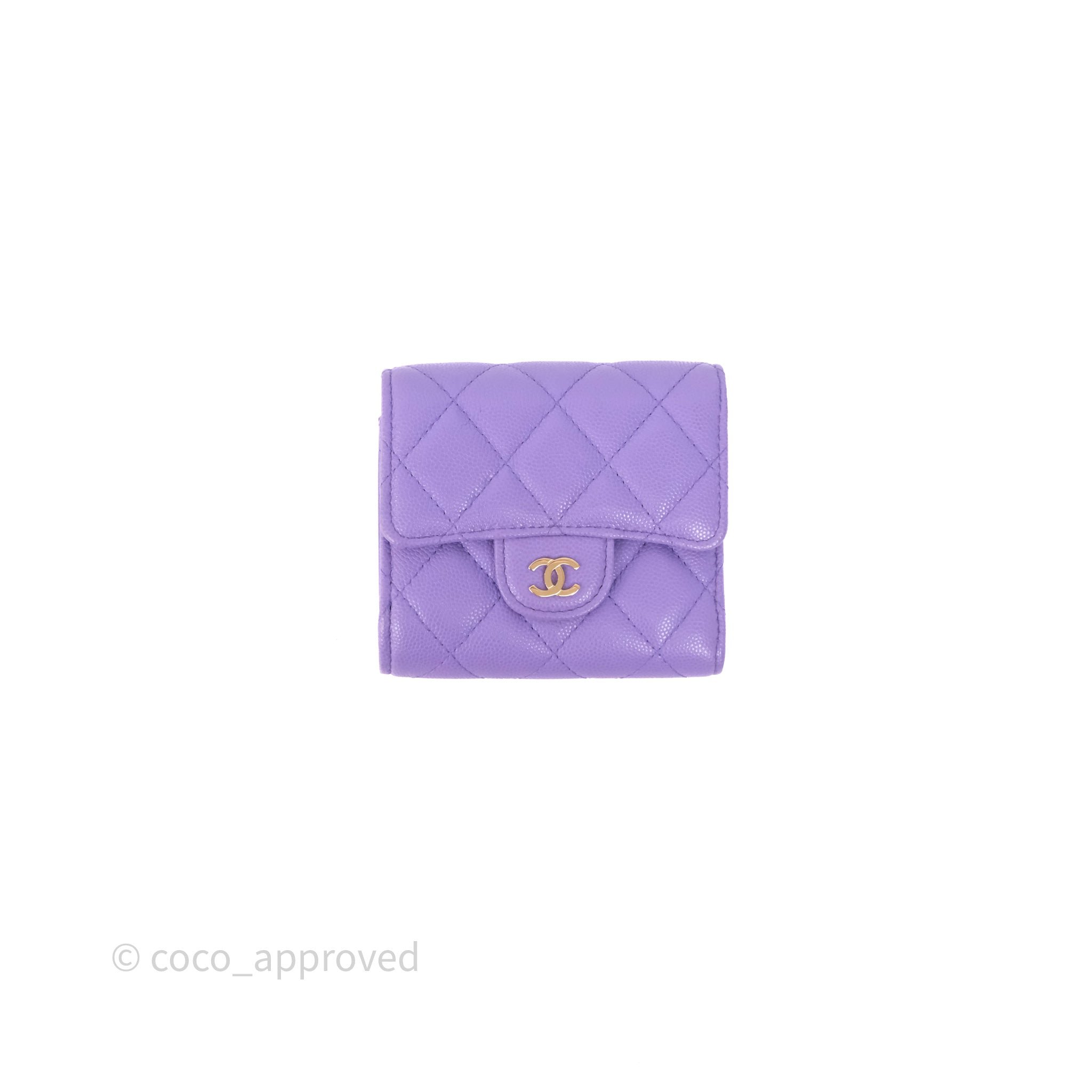 Chanel Classic Short Flap Wallet Purple Caviar Gold Hardware