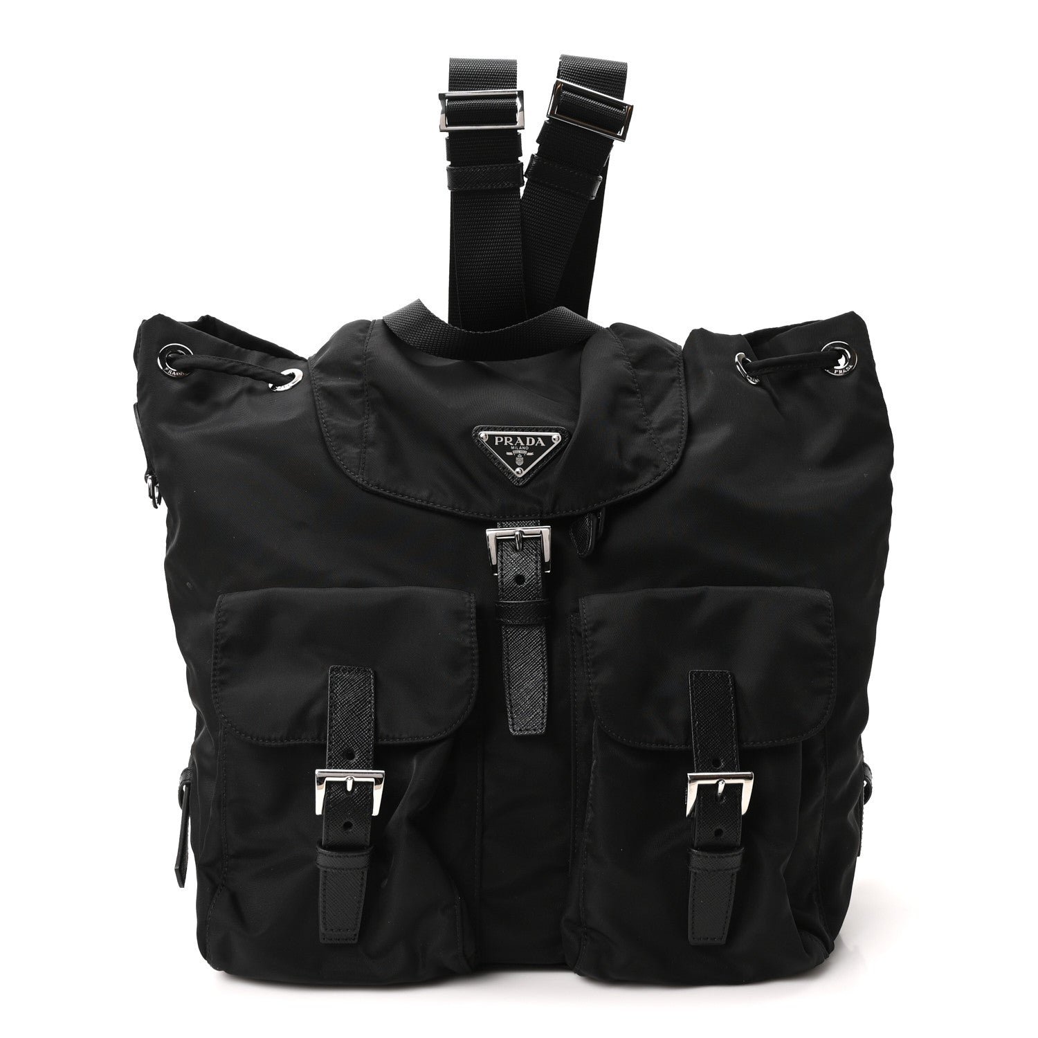 Prada Prada Re-Nylon Vela Saffiano Medium Backpack Black