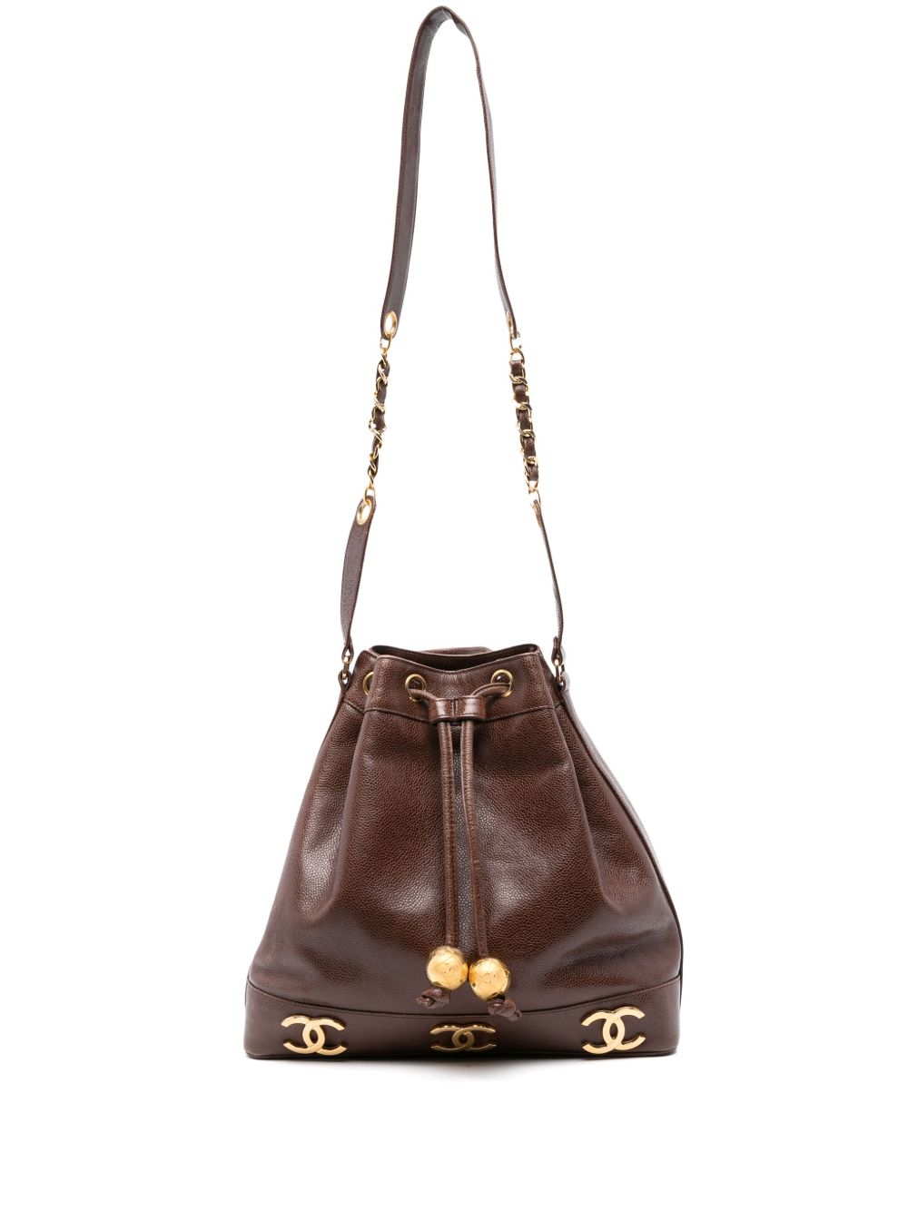 1990s Triple CC leather bucket bag