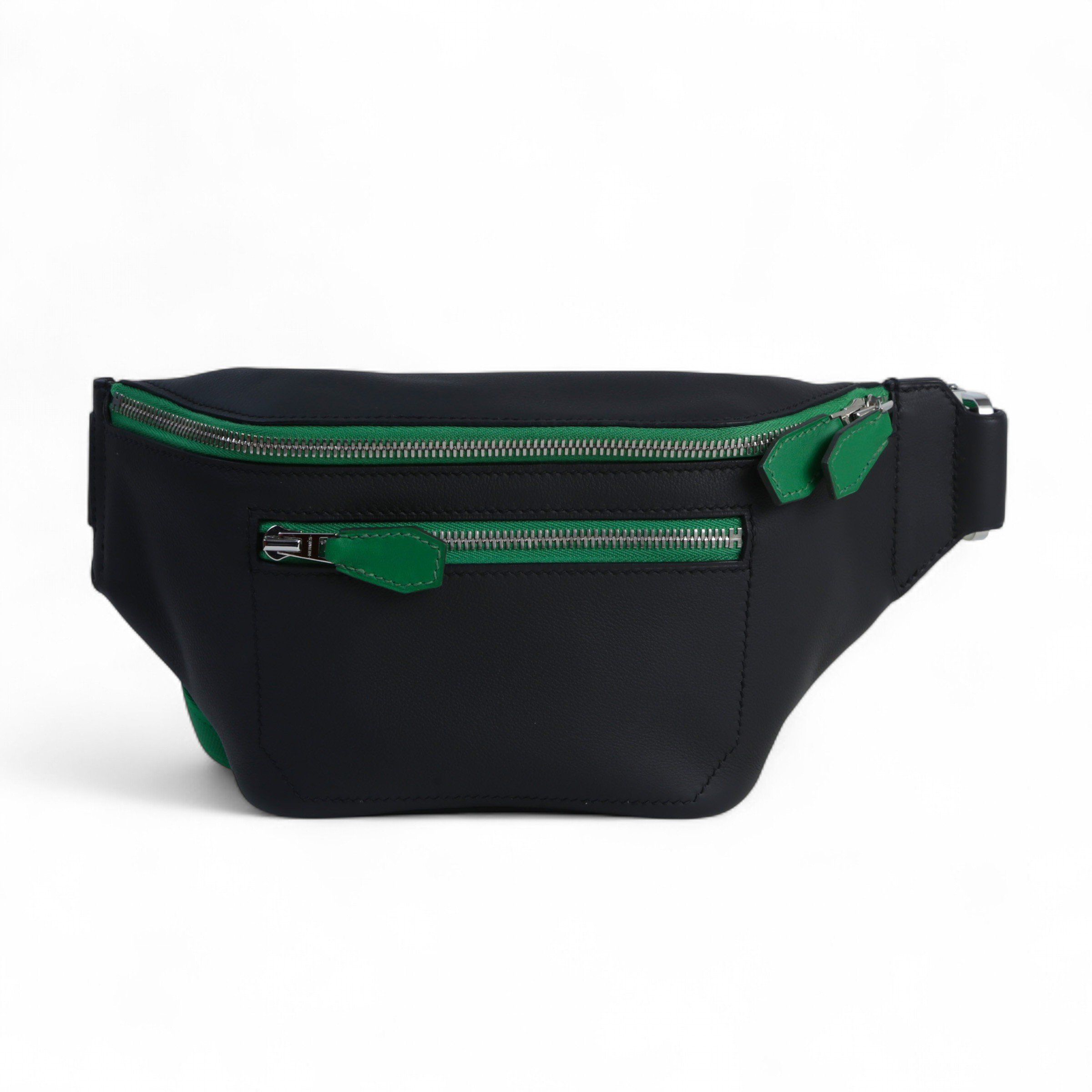 Very Good ( Rank A) HERMÈS City Slide Cross PM Noir (89) Swift Palladium hardware D (2019)