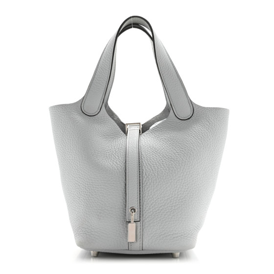 Hermes Taurillon Clemence Picotin Lock 18 PM Bleu Pale