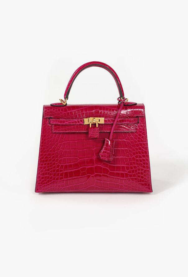 Hermes Exceptional Rose Pourprè Alligator Kelly Sellier 25