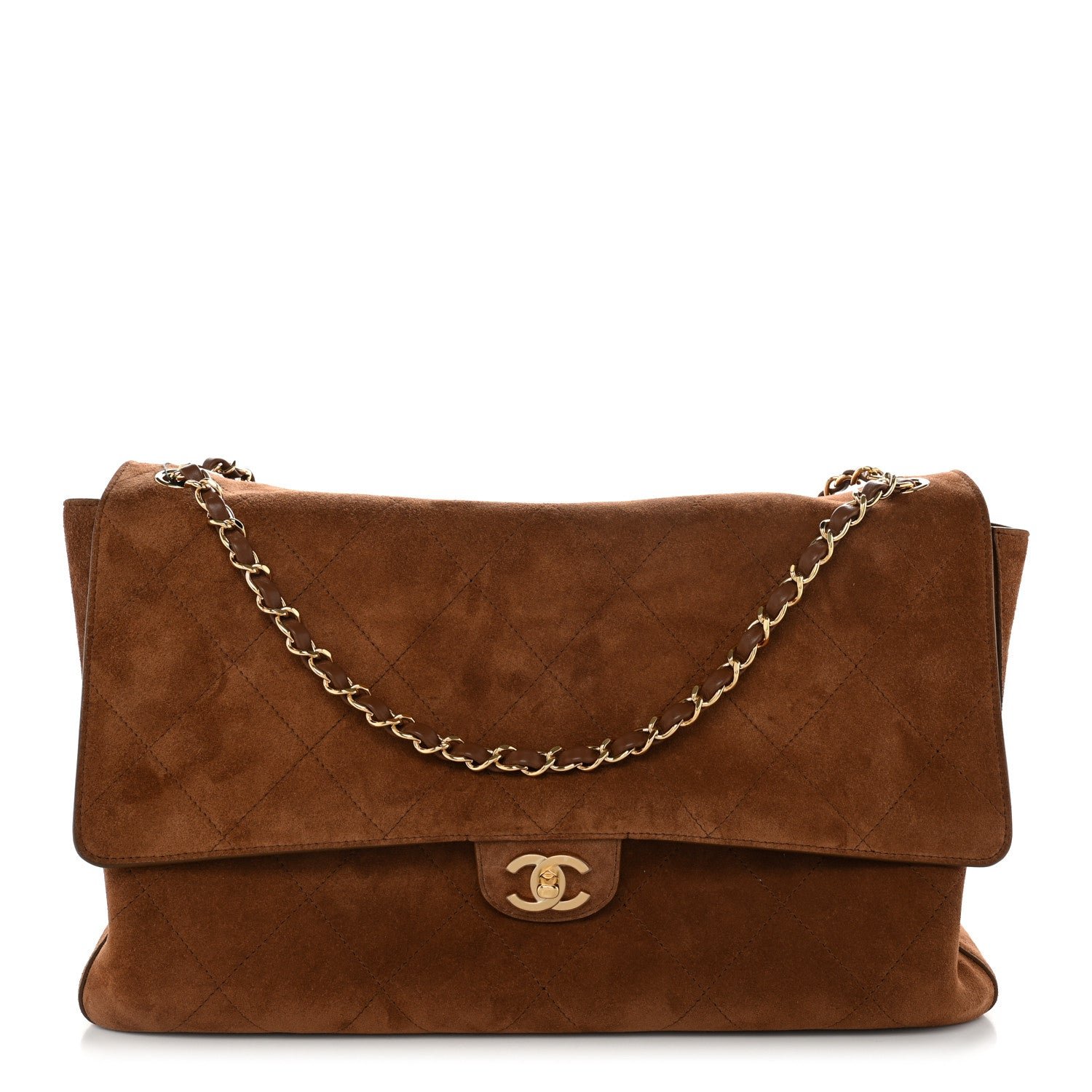 Chanel Suede Calfskin Souplissimo Maxi Flap Camel