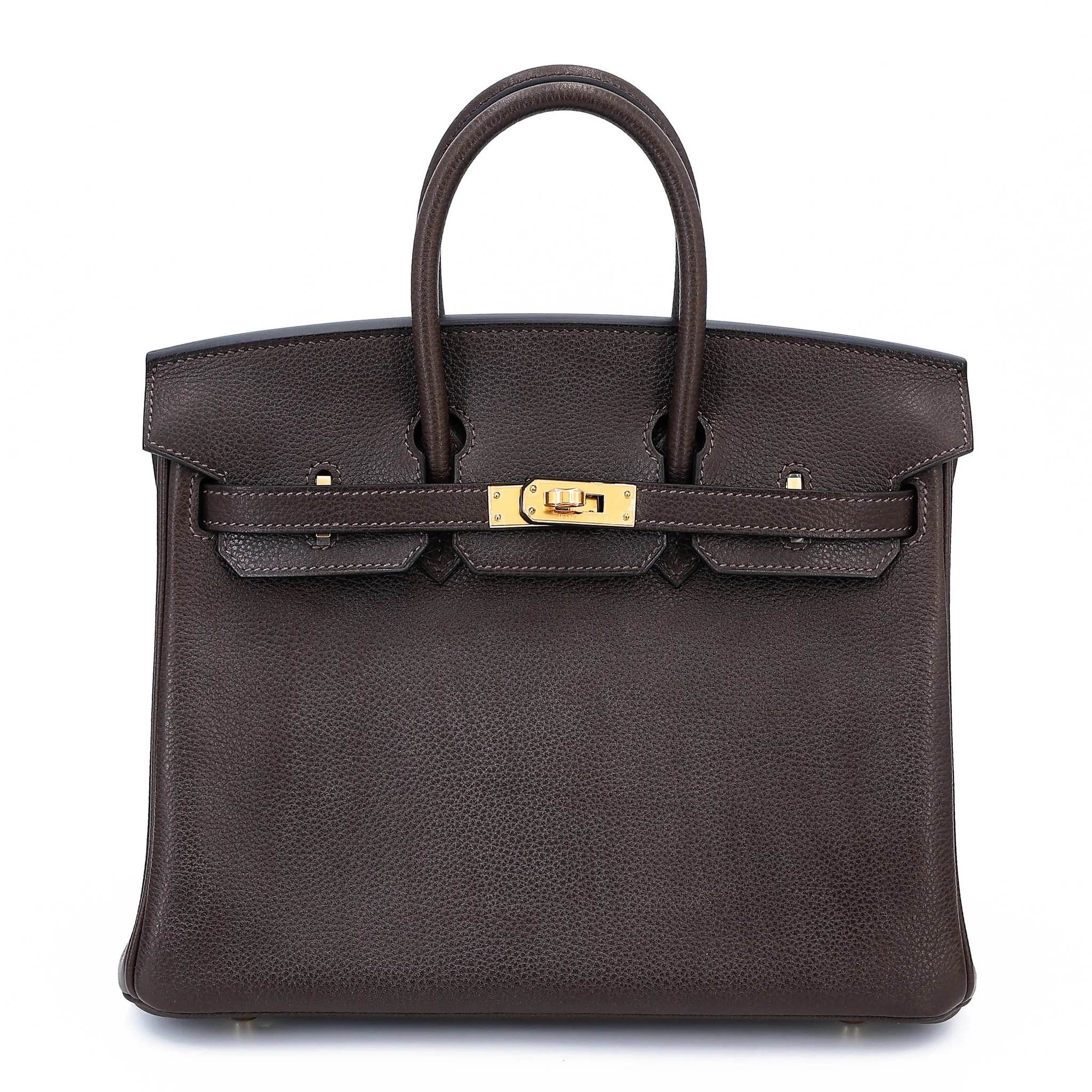 Unused ( Rank NS ) HERMÈS Birkin 25 Ebene (46) Barenia Gold hardware B (2023)