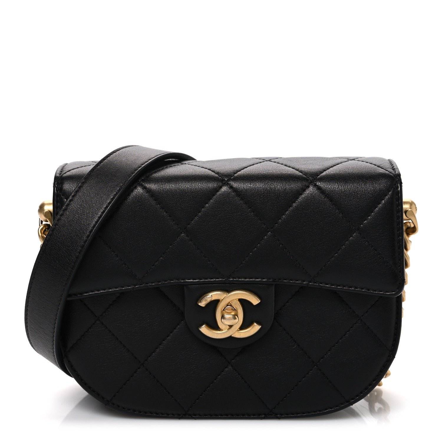 Chanel Calfskin Quilted Moon Messenger Black