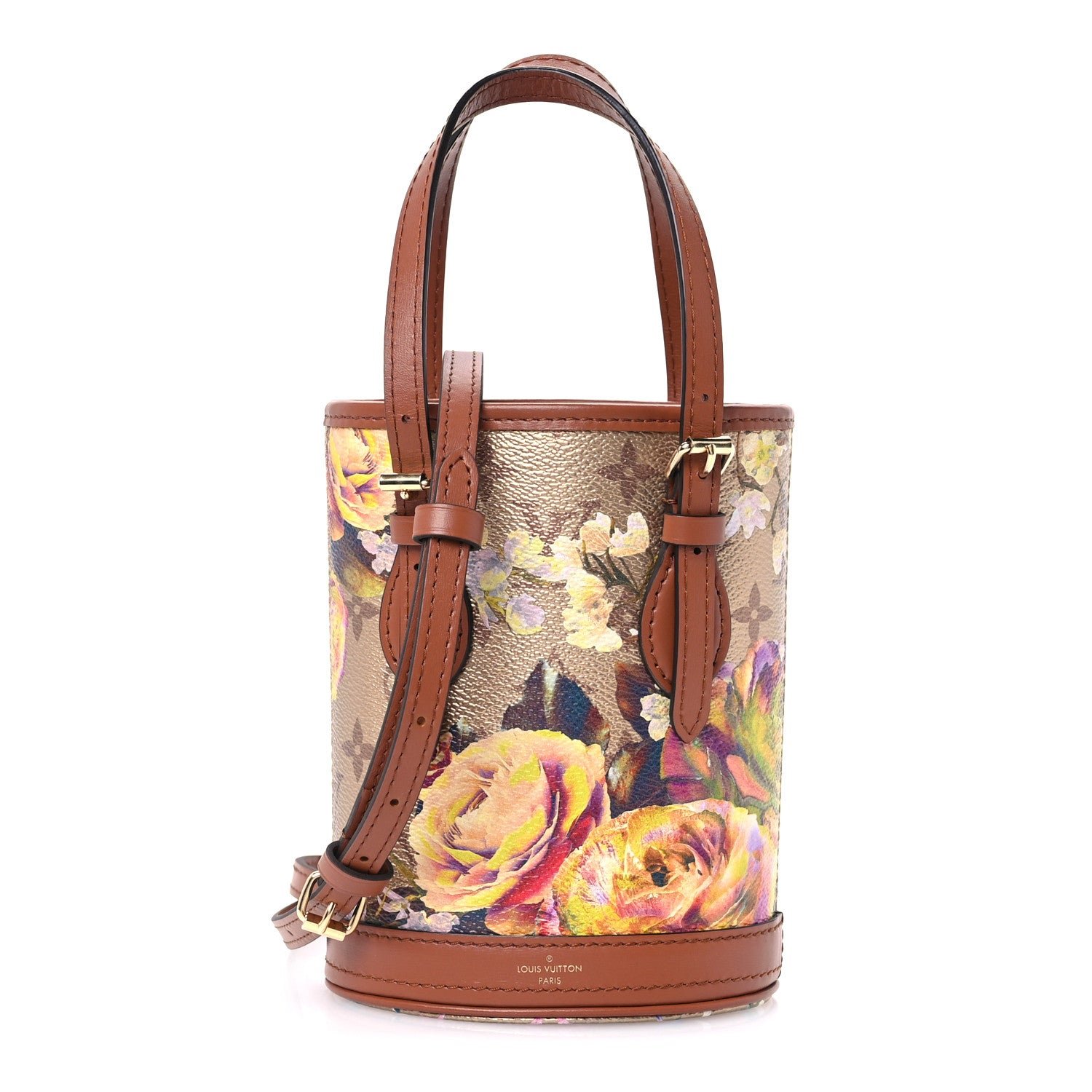 Louis Vuitton Metallic Monogram LV Garden Nano Bucket Bag Gold