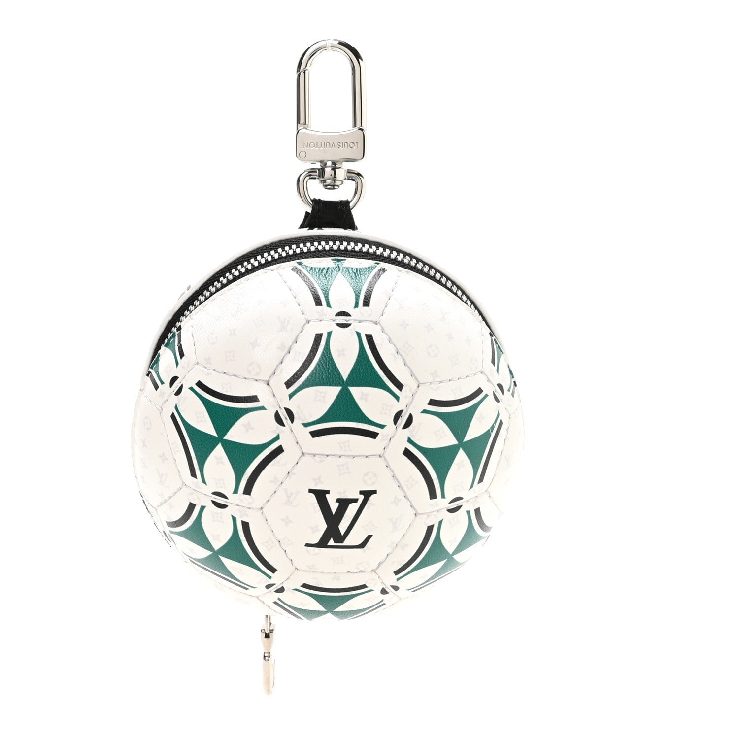 Louis Vuitton Calfskin Monogram LV Football Pouch Bag Charm White