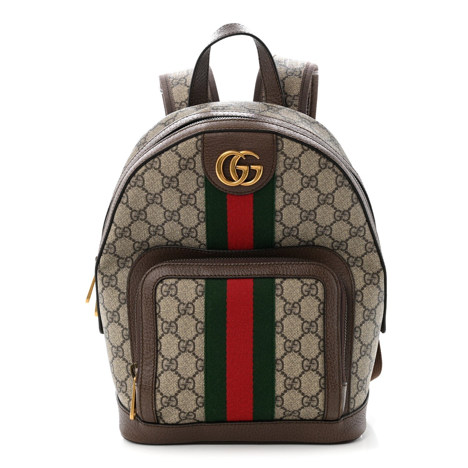 Gucci GG Supreme Monogram Calfskin Web Small Ophidia Day Backpack Beige Ebony New Acero