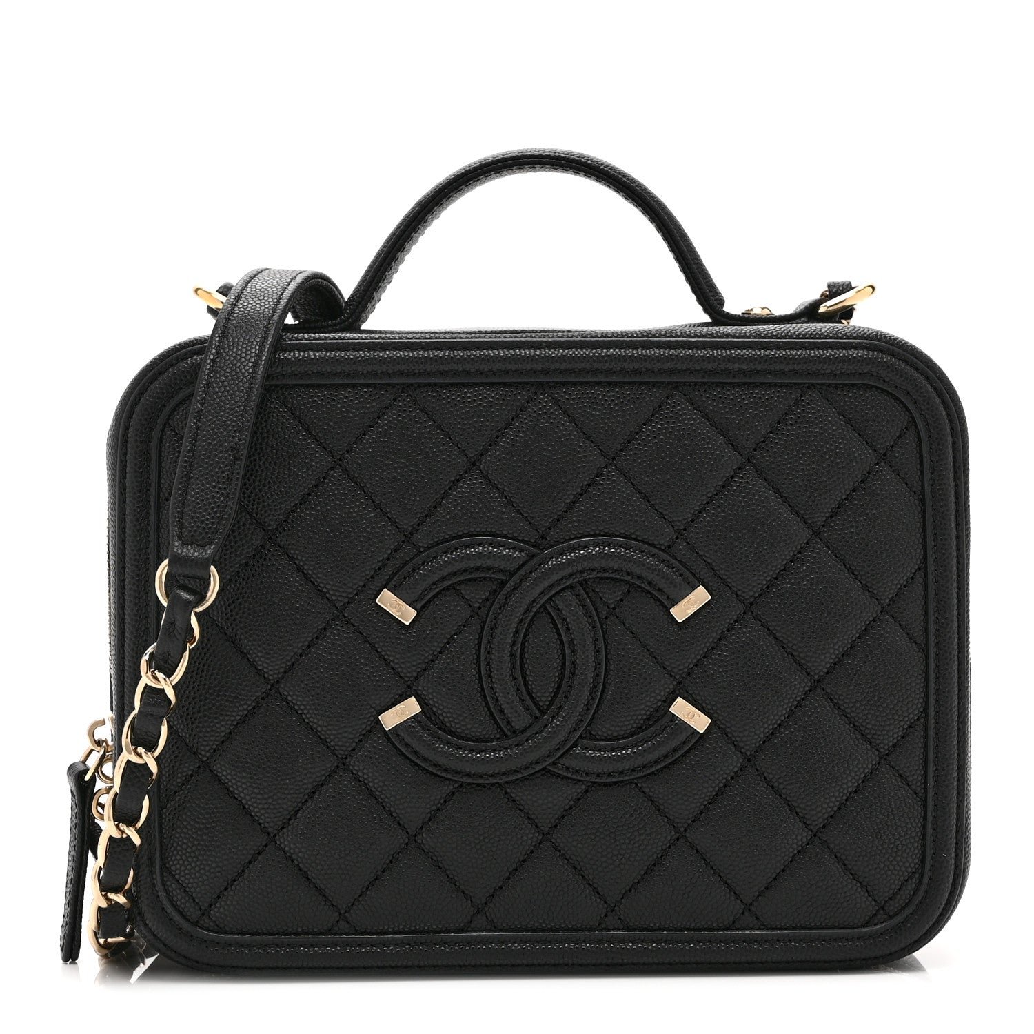 Chanel Caviar Quilted Medium CC Filigree Vanity Case Black