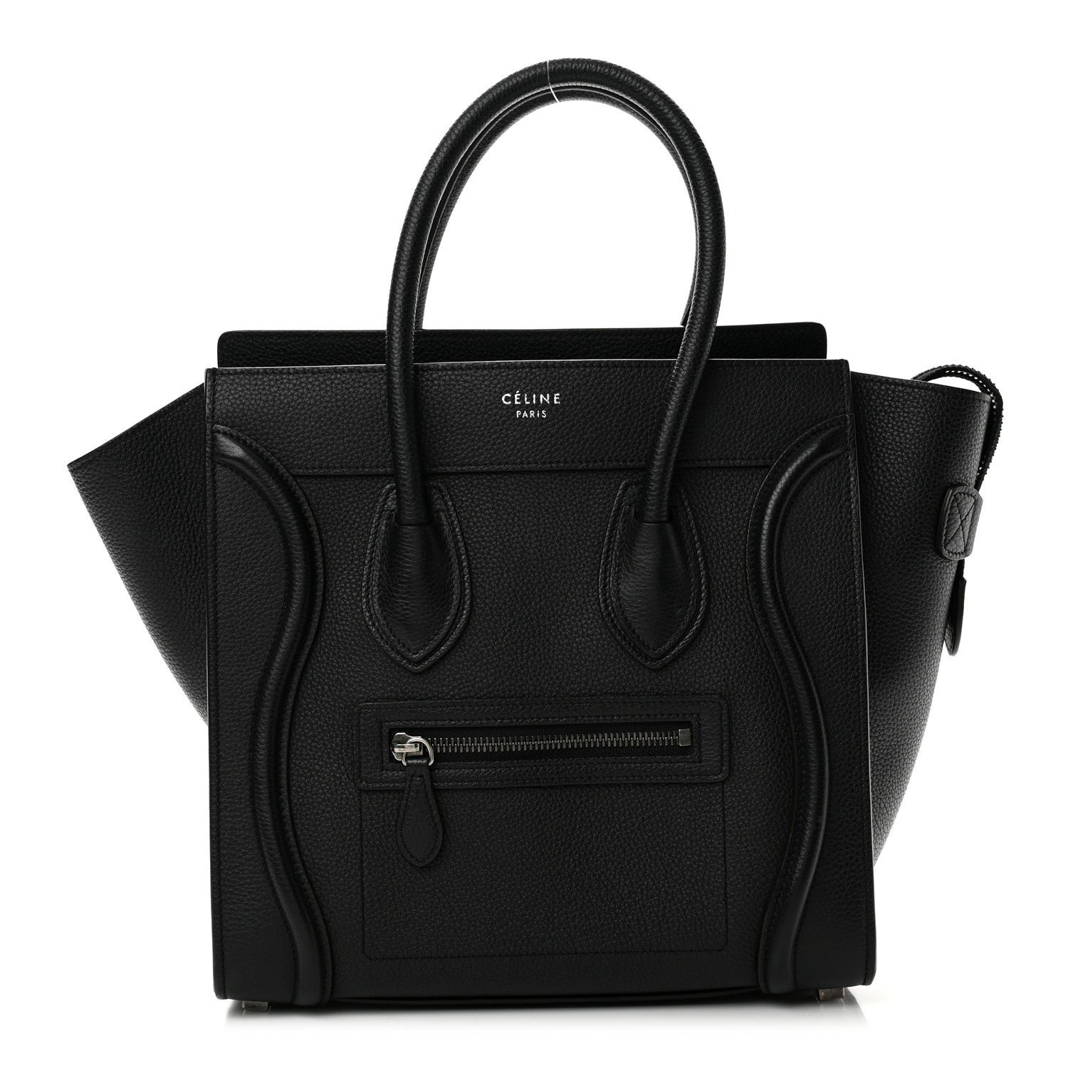 Celine Drummed Calfskin Micro Luggage Black