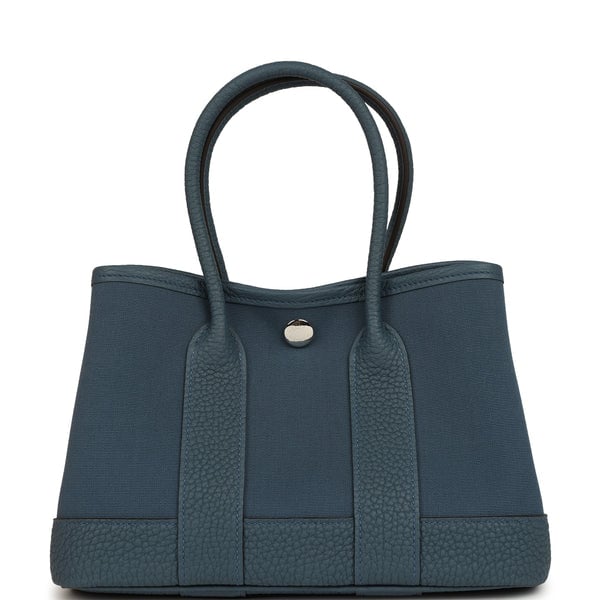Hermes Hermes Garden Party Neo 23 Bleu Tempete Toile Officier and Negonda Palladium Hardware