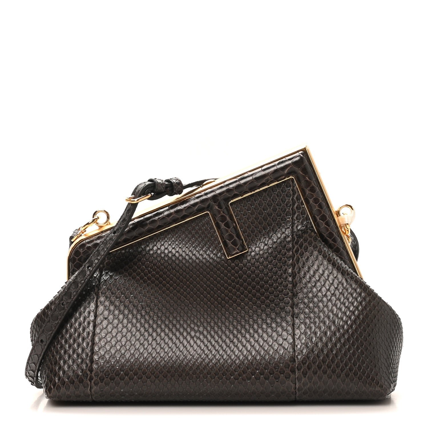 Fendi Snakeskin Small Fendi First Brown