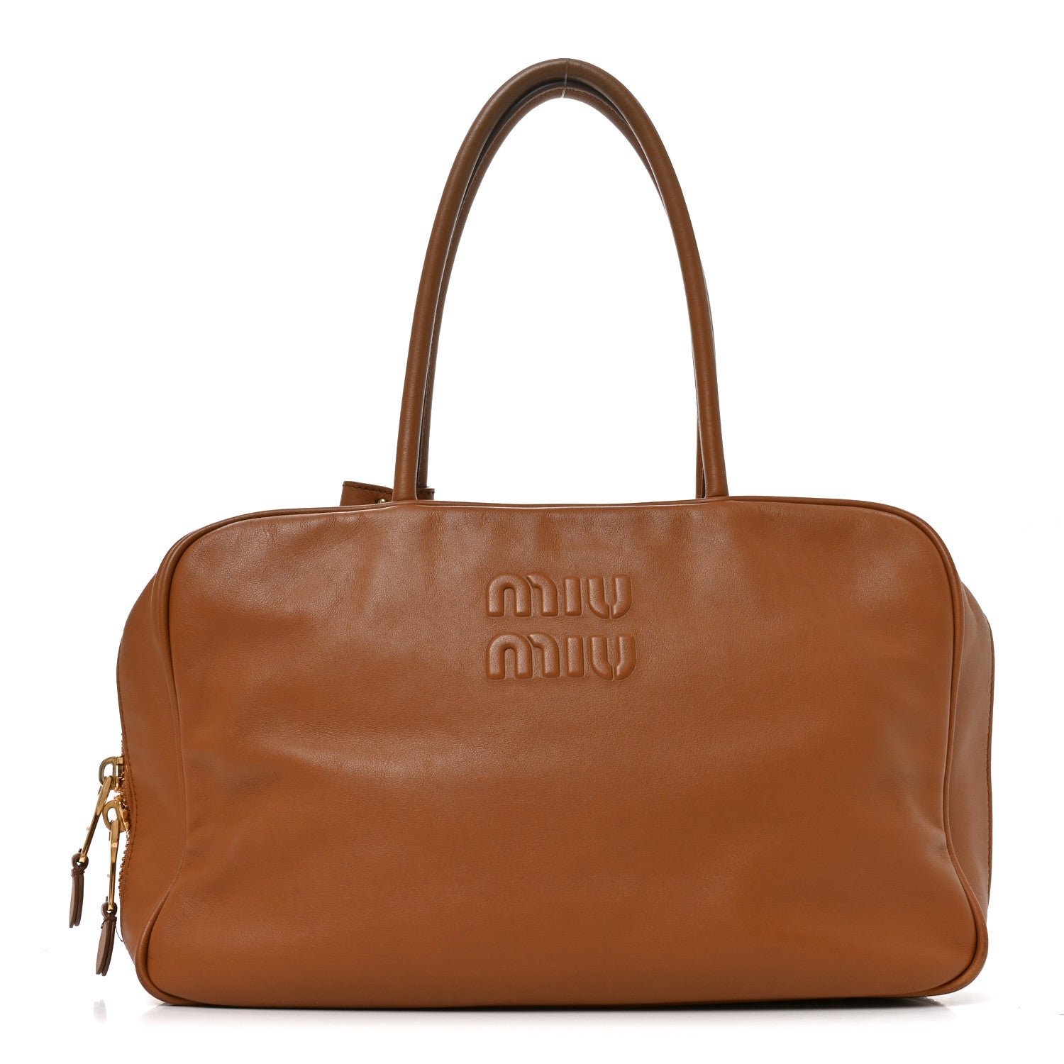 Miu Miu Soft Calf Softy Large Beau Top Handle Bag Cognac