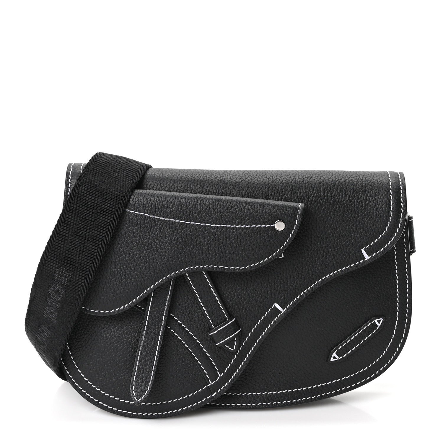 Christian Dior X KAWS Grained Calfskin Saddle Pouch Black