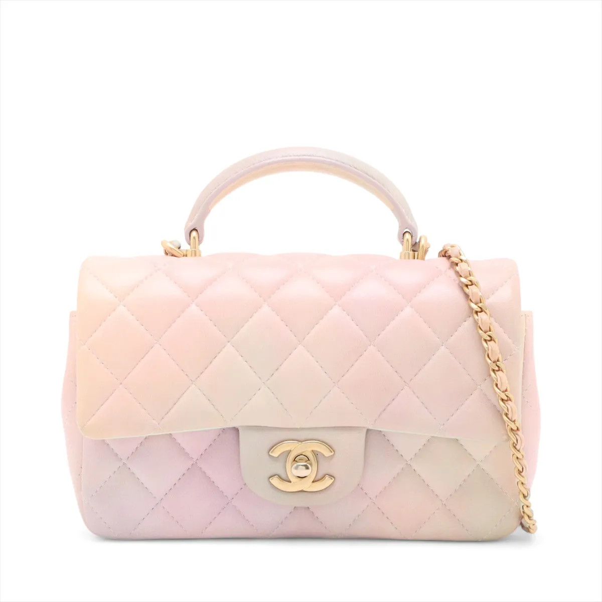 Chanel Matelasse Lambskin 2 Way Shoulder Bag Gradation Multicolor Gold Metal Fit