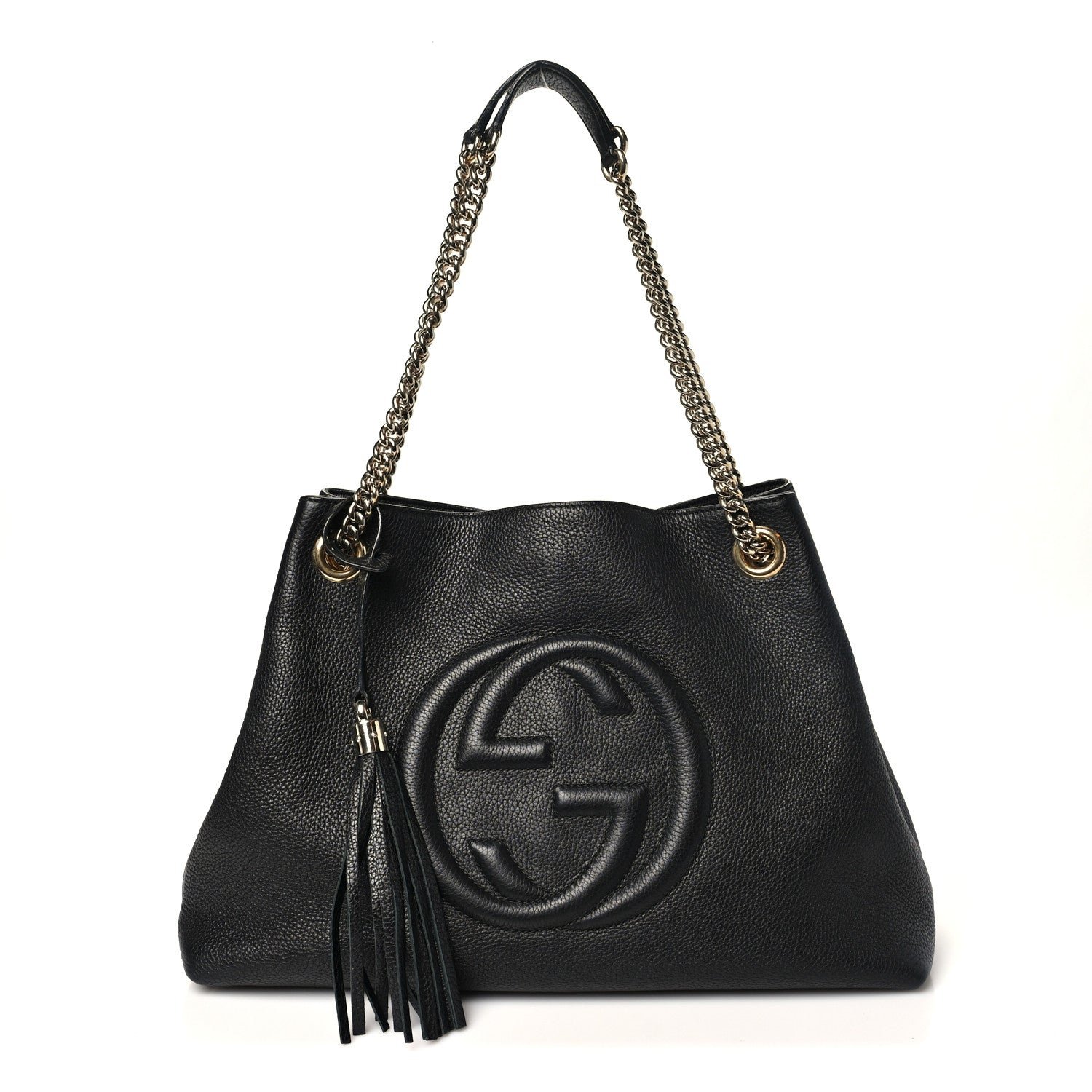 Gucci Pebbled Calfskin Medium Soho Chain Shoulder Bag Black