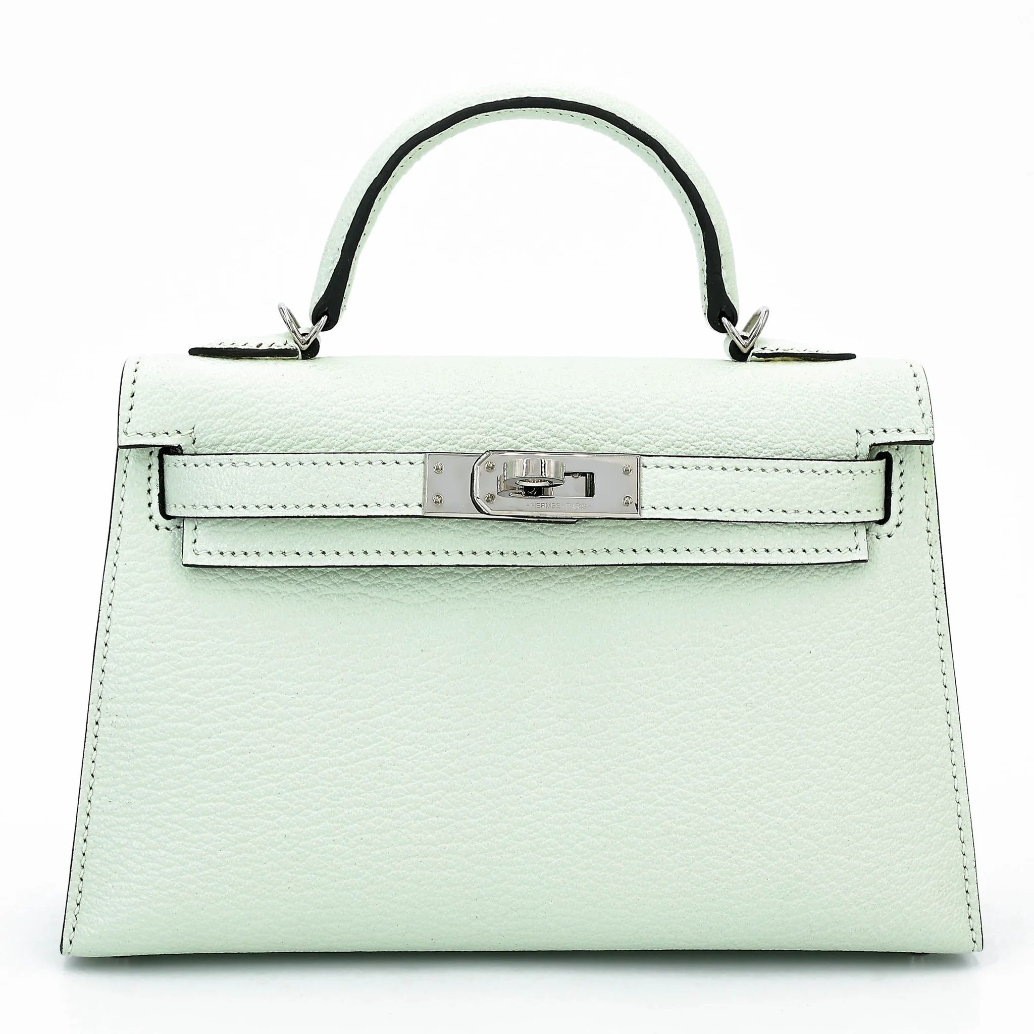 Excellent ( Rank SA ) HERMÈS Mini Kelly II Vert Fizz (0S) Chevre Mysore Palladium hardware B (2023)