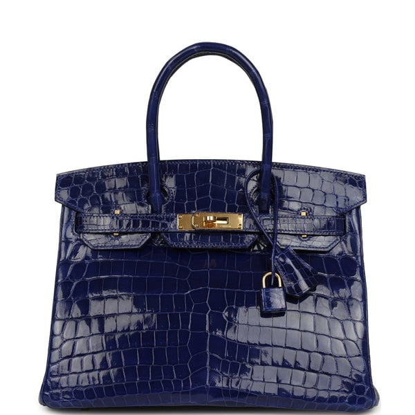 Hermes Pre-owned Hermes Birkin 30 Bleu Electric Shiny Niloticus Crocodile Gold Hardware