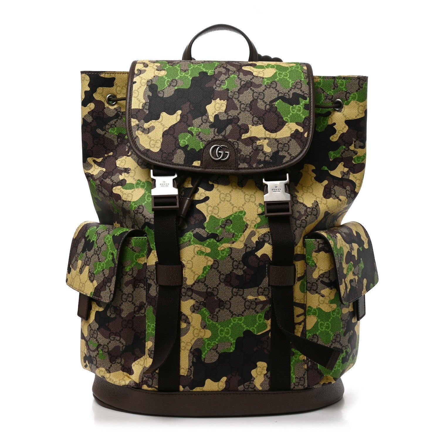 Gucci GG Supreme Monogram Camouflage Large Backpack Green Multicolor