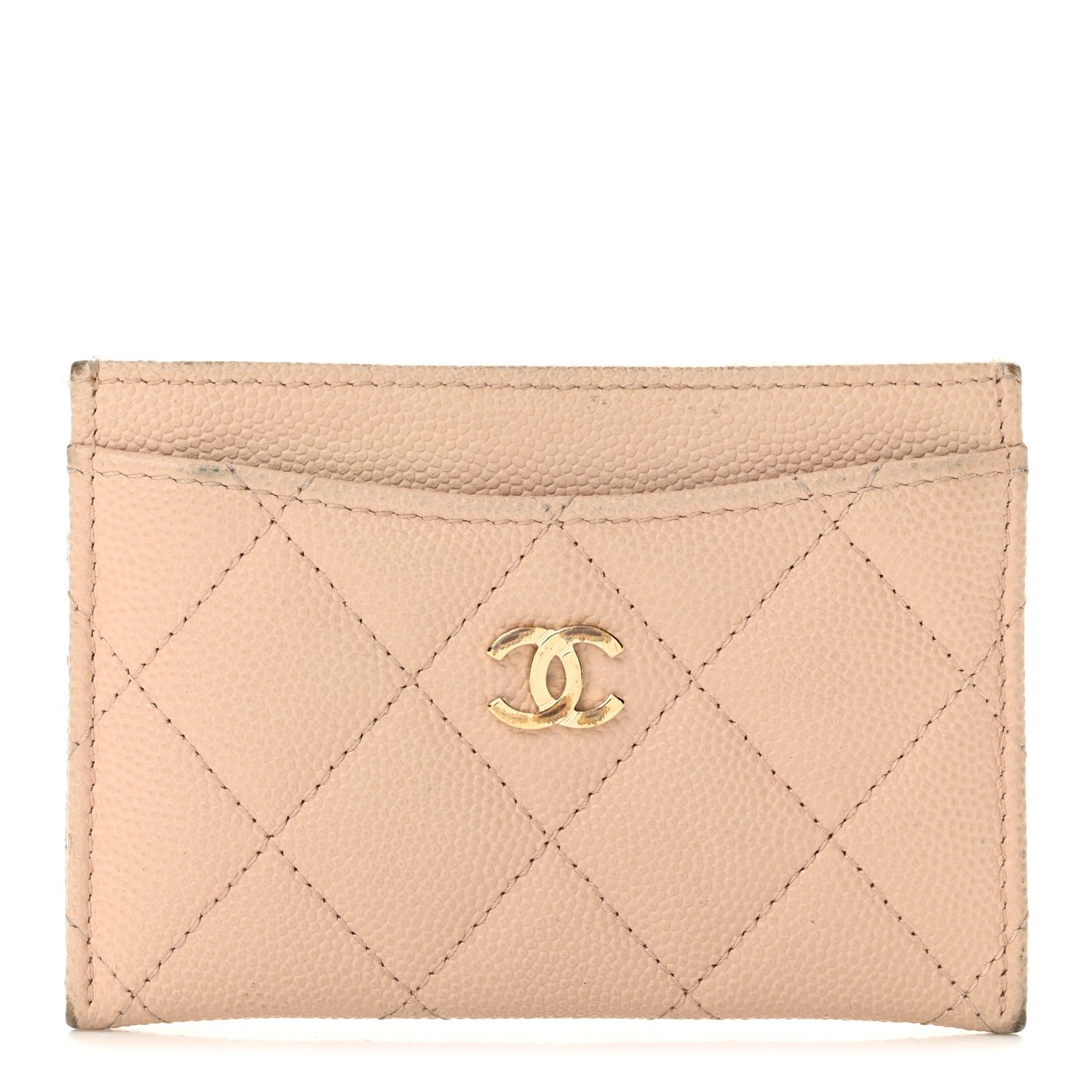 Chanel Caviar Quilted Card Holder Beige