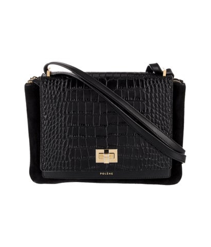 Polene Embossed Leather Shoulder Bag