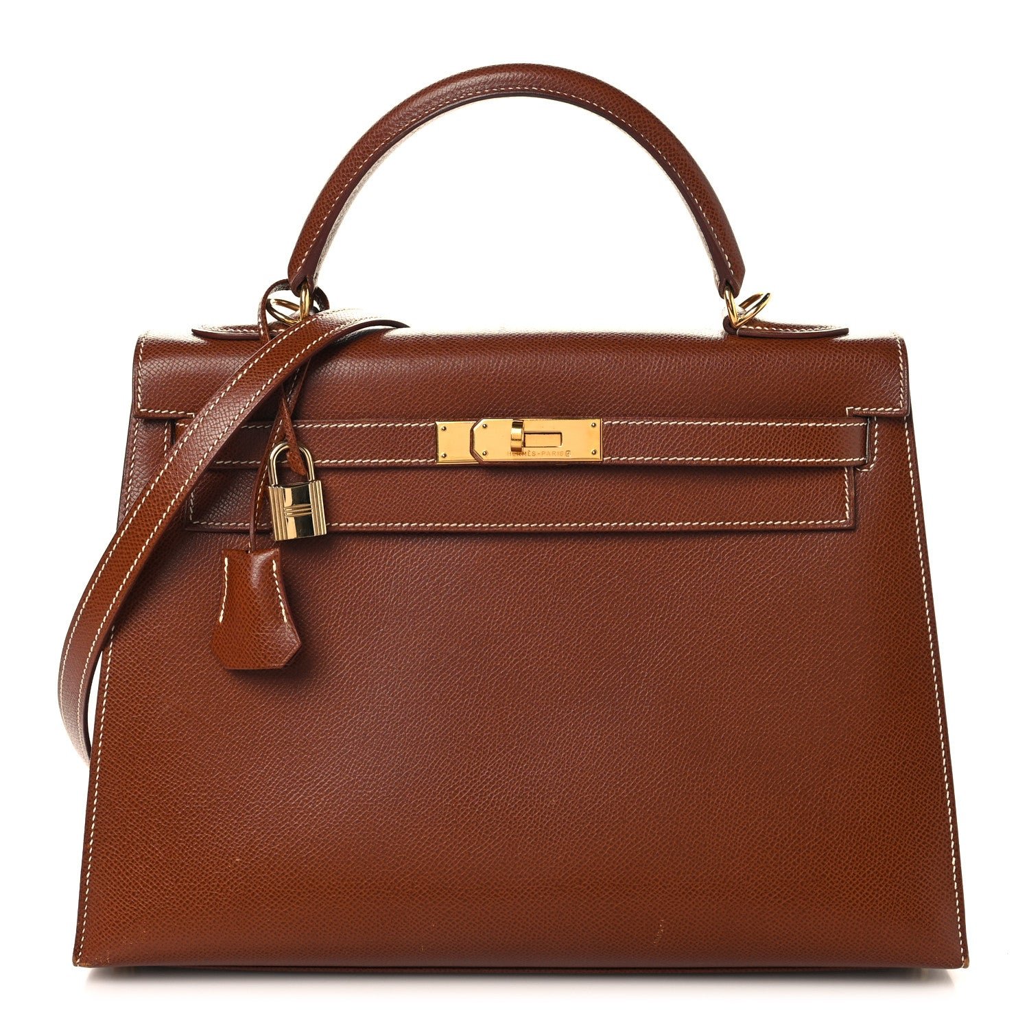 Hermes Veau Grain Lisse Kelly Sellier 32 Noisette