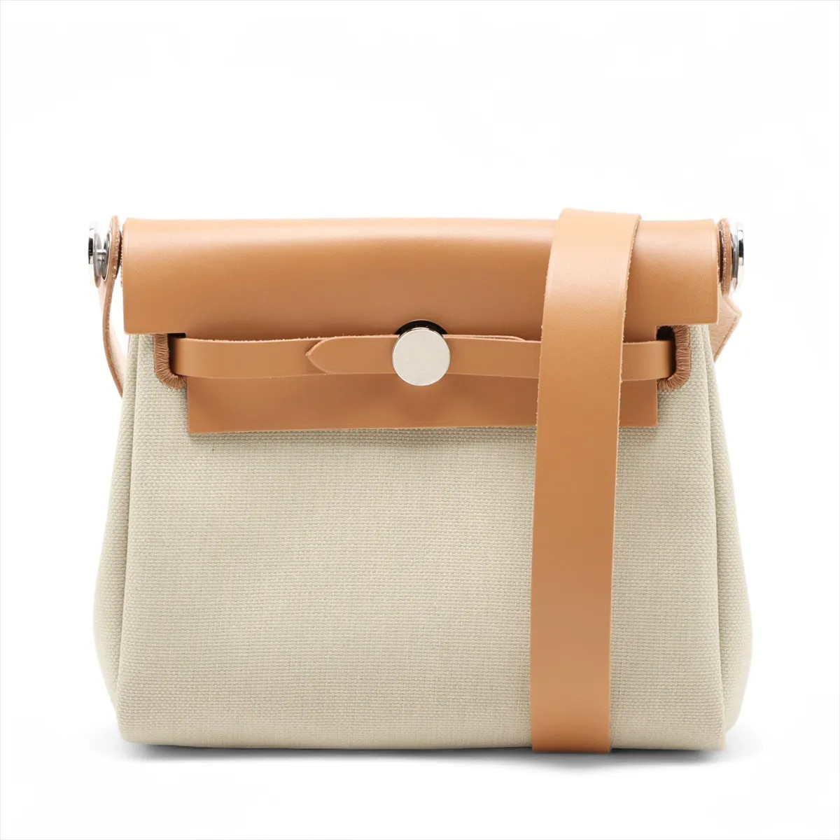 Hermès Yale bag zip Mini Twal military x calf leather Beige Silver Metal Fitting