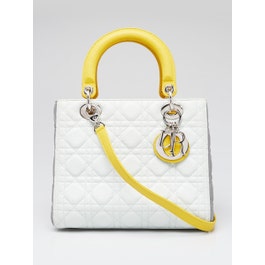 Christian Dior Tri-Color Cannage Quilted Grained Leather Medium Lady Dior Bag