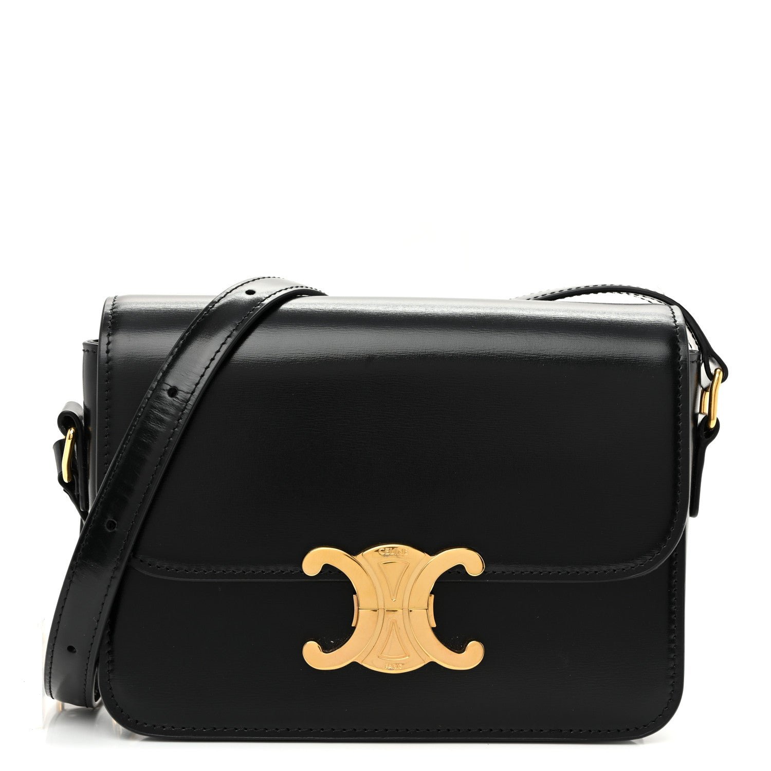 Celine Shiny Calfskin Teen Triomphe Black
