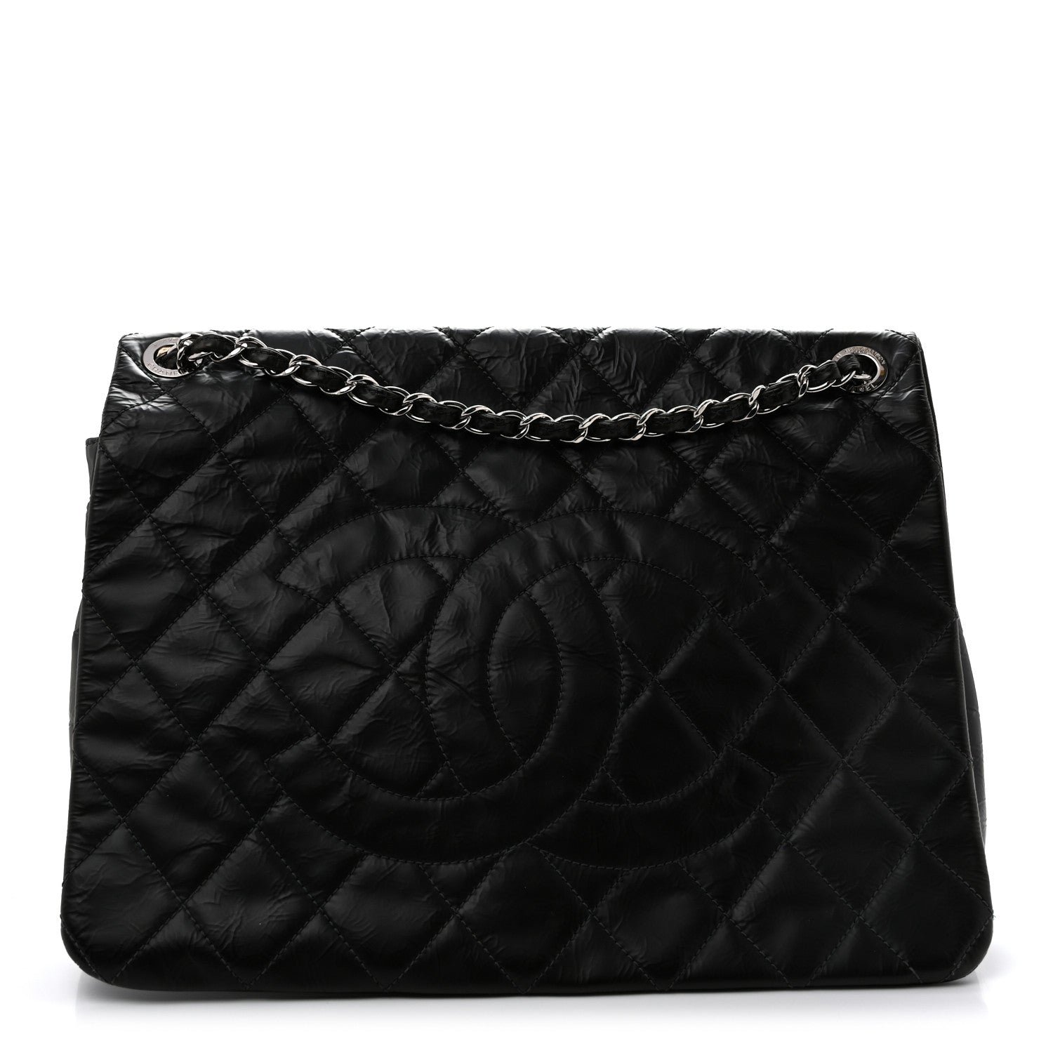 Chanel Glazed Calfskin Quilted CC XL Single Flap Black