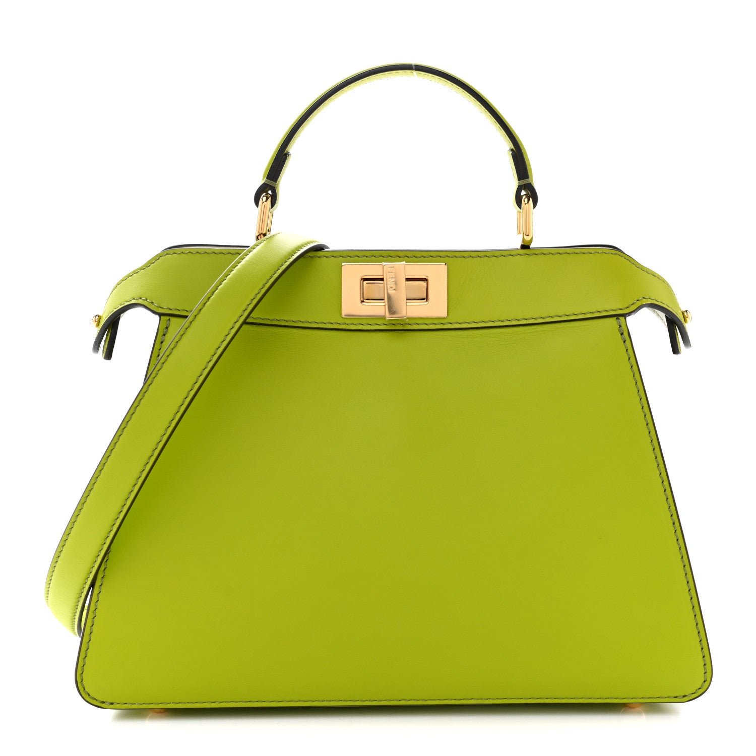 Fendi Vitello Seta Shiny Nappa Small Peekaboo I SEE U Satchel Wasabi White