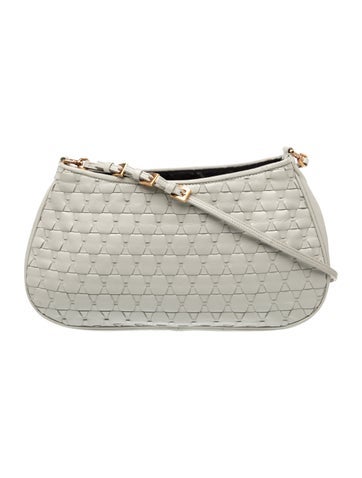 Prada Enameled Metal Triangle Quilted Leather Shoulder Bag