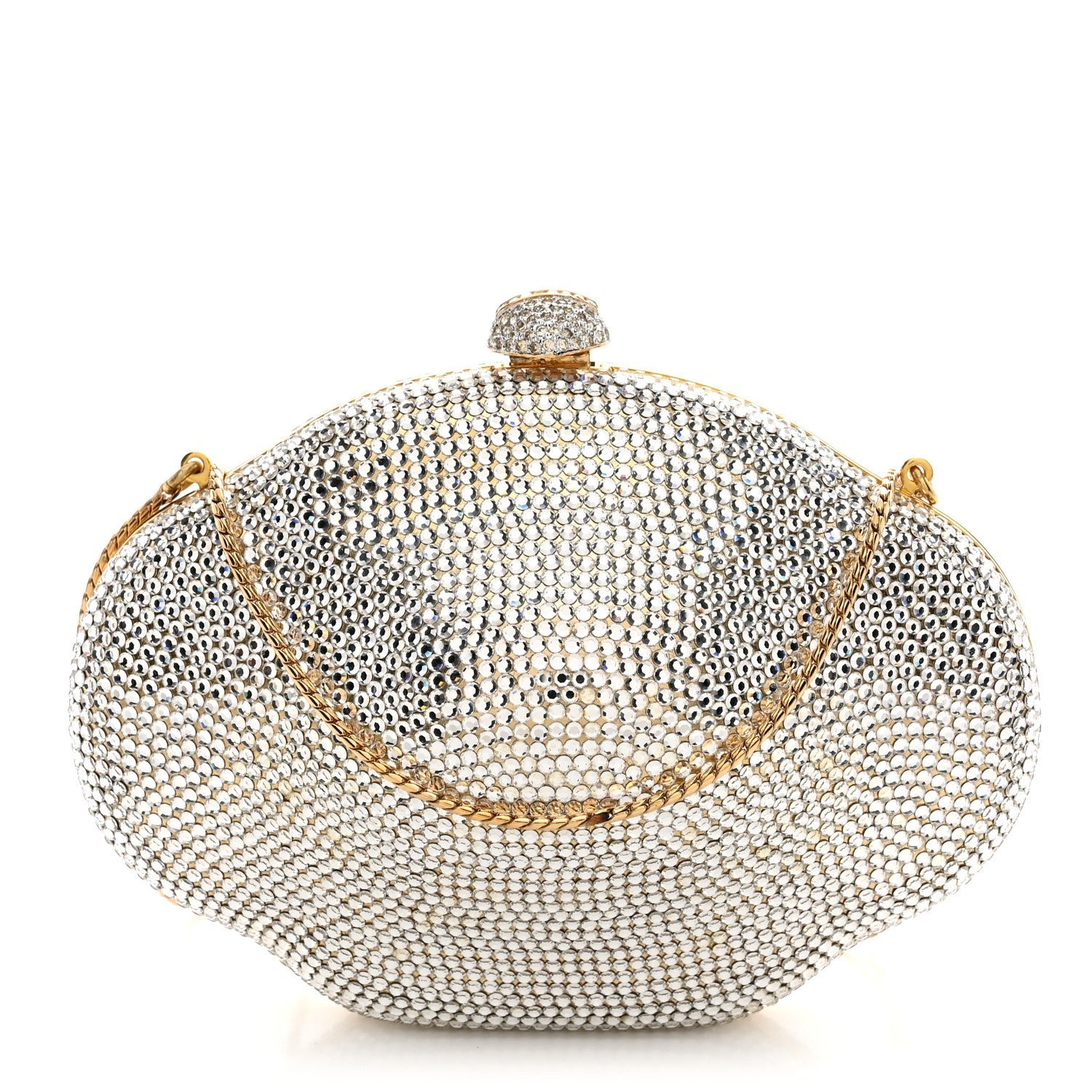 Judith Leiber Swarovski Crystal Minaudiere Clutch Silver