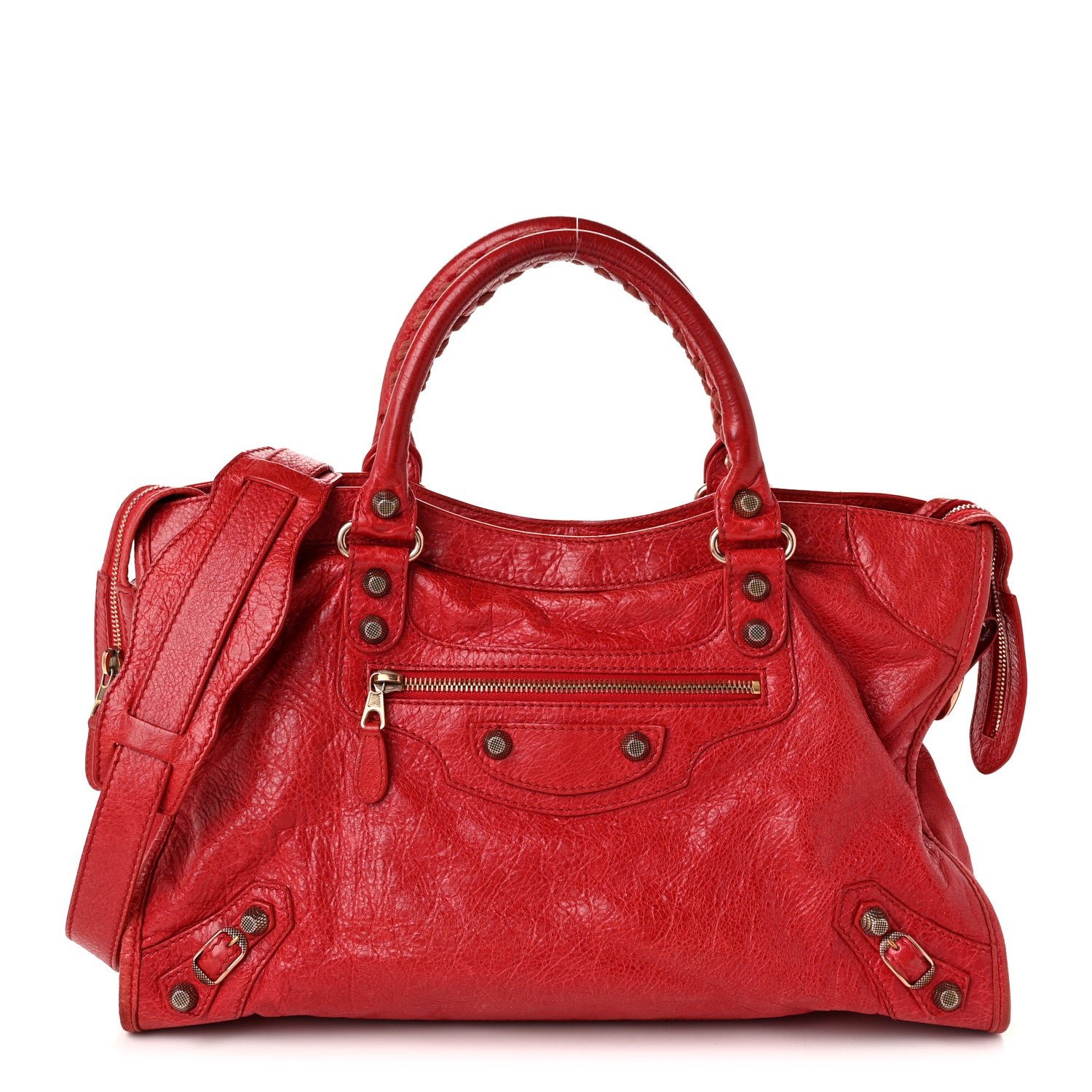 Balenciaga Agneau Giant 12 Rose Gold Hardware City Coquelicot