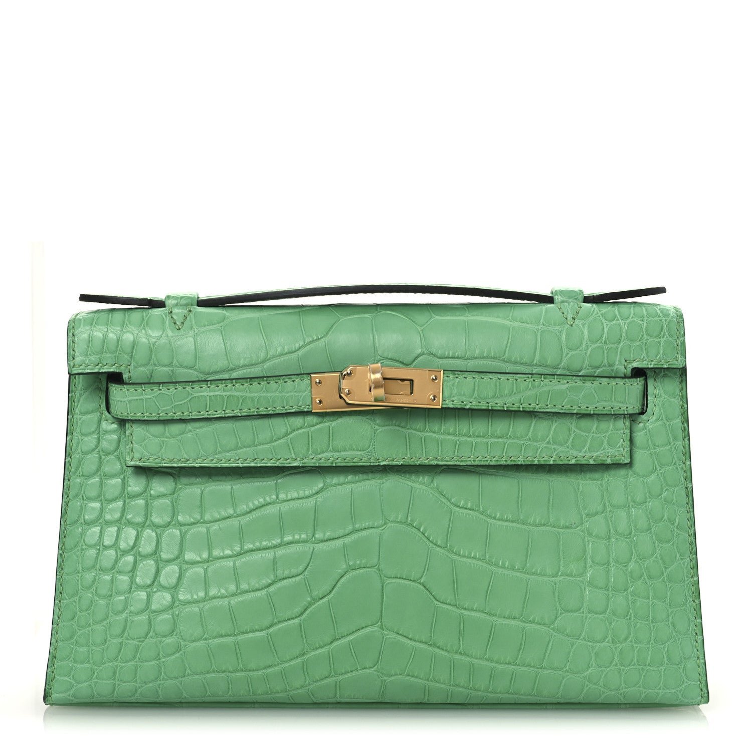 Hermes Matte Alligator Kelly Pochette Vert Comics